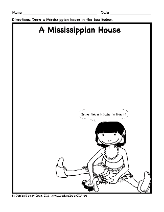 Mississippian Mound Builder Native American activity coloring page