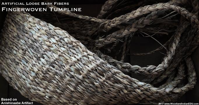 twined faux bark fiber tumpline net fishnet stone sinkers tumpline Ojibwe Anishinaabe artifacts